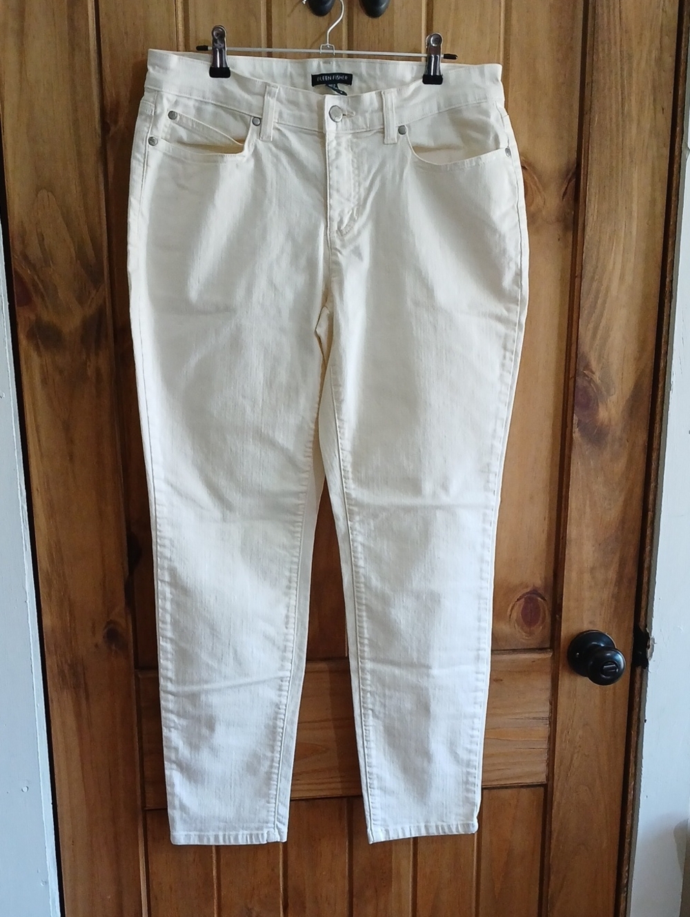 Eileen Fisher Stretch Skinny Ankle Jeans - Ivory - 8
